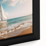 Extra large black wall art featuring a textured sailboat design in vibrant colors, framed canvas ideal for living room decor.