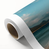 Art deco poster of a sailboat in pastel shades on rolled canvas, ideal for nursery wall art.