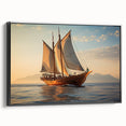 Black and white framed canvas of a vintage sailboat, ideal for bedroom wall art.