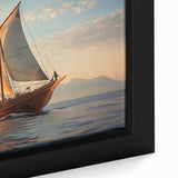 Framed canvas featuring a large, textured depiction of a sailboat on a black background with colorful accents.