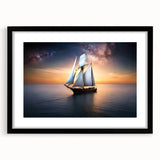 Extra large abstract art print of a colorful, textured sailboat on a framed canvas, ideal for living room decor.
