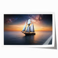 Sailboat on a serene blue sea, large rolled canvas print, ideal for art wall dining room.