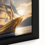 Framed canvas depicting a black sailboat with textured, colorful art in extra large format, suitable for living room decor.