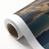 Art Deco style poster of a sailboat on rolled canvas, featuring pastel blue and pink tones, ideal for nursery wall art.