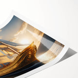 Extra large wall art featuring a monochrome line art of a sailboat on a rolled print, suitable for large living room decor.