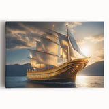 Black and white sailboat image on stretched canvas, ideal for kitchen wall art.