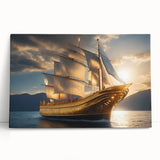 Black and white photo of a sailboat on a stretched canvas, ideal for kitchen wall art or bedroom ambiance.