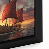 Extra large black wall art featuring a close-up of a colorful, textured sailboat on a framed canvas.