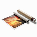 Extra large wall art featuring a sailboat on a calm sea in muted blue and white tones, printed on rolled canvas.