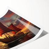 Extra large wall art featuring a sailboat on muted blue and white tones, printed on rolled canvas.