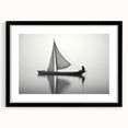 Abstract art print of a colorful sailboat on textured canvas, framed in black, ideal for living room decor.