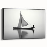 Black and white framed canvas featuring a vintage sailboat, ideal for bedroom wall decor.