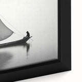 Extra large black wall art featuring a colorful, textured sailboat design on a framed canvas, suitable for living room decor.