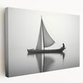 Sailboat on vibrant blue ocean, large stretched canvas print, ideal for kitchen wall art.