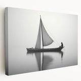 Sailboat on vibrant blue ocean, large stretched canvas print, ideal for kitchen wall art.