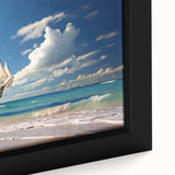 Extra large framed canvas featuring a textured depiction of a sailboat, utilizing a black and colorful art palette.