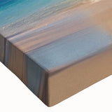 Black and white landscape painting of sailboats on a stretched canvas, ideal for bedroom wall art.