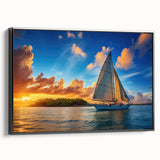 Black and white framed canvas of a vintage sailboat, ideal for bedroom wall art in a minimalist style.