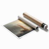 Extra large wall art featuring a sailboat on blue ocean waters, printed on a rolled canvas.