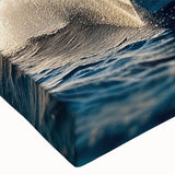 Large art of a black and white sailboat on a stretched canvas, ideal for bedroom wall decor.