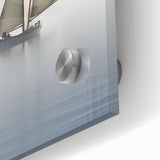 Large abstract wall art featuring a sailboat in muted blue and white tones on acrylic glass, ideal for dining room decor.