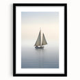 Colorful abstract art print of a sailboat in vibrant blue and orange hues on a large textured canvas.