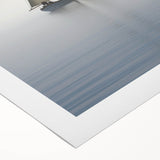 Art deco poster of a sailboat on muted blue and gray sea, rolled canvas, suitable for dining room ambiance.