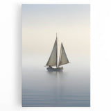 Black and white photo of a sailboat on stretched canvas, ideal for kitchen wall art.