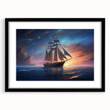 Extra large abstract art print of a colorful sailboat, textured design on black framed canvas, ideal for living room decor.