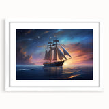 Extra large abstract art print of a sailboat on textured canvas, using muted blue and white tones.