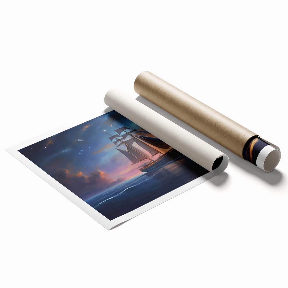 Extra large wall art featuring a sailboat on a calm sea, printed on rolled canvas, ideal for modern bathroom decor.