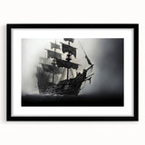 Abstract art print of a colorful sailboat on textured canvas, framed in black, ideal for living room decor.