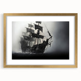 Textured art print of an abstract sailboat, using muted blue and white colors on a gold-framed canvas, ideal for bedroom art.