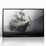Large abstract wall art of a sailboat in muted oceanic tones on a framed acrylic, ideal for modern living room decor.
