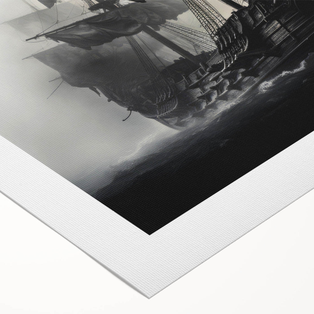 Art deco poster of a sailboat in neutral tones on rolled canvas, suitable for dining room or bathroom wall art.