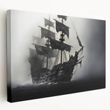 Sailboat on a calm sea depicted in soft blue and white tones on a stretched canvas, suitable for kitchen wall art.