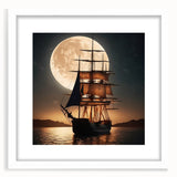 Abstract art print of a sailboat in textured blue and white tones on a large canvas, ideal for living room decor.