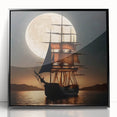 Large abstract wall art featuring a sailboat in muted blue and gray tones on a framed acrylic canvas.