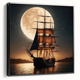 Black and white framed canvas featuring a vintage sailboat, ideal for bedroom wall art.