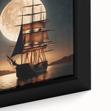 Extra large framed canvas featuring a textured, colorful sailboat on a black background, ideal for living room decor.