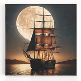 Sailboat in black and white on a large stretched canvas, suitable as kitchen wall art.