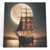 Black and white image of a sailboat on stretched canvas, suitable as large kitchen wall art or bedroom decor.