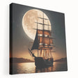 Sailboat on tranquil water depicted in pastel shades on stretched canvas, suitable for kitchen wall art.