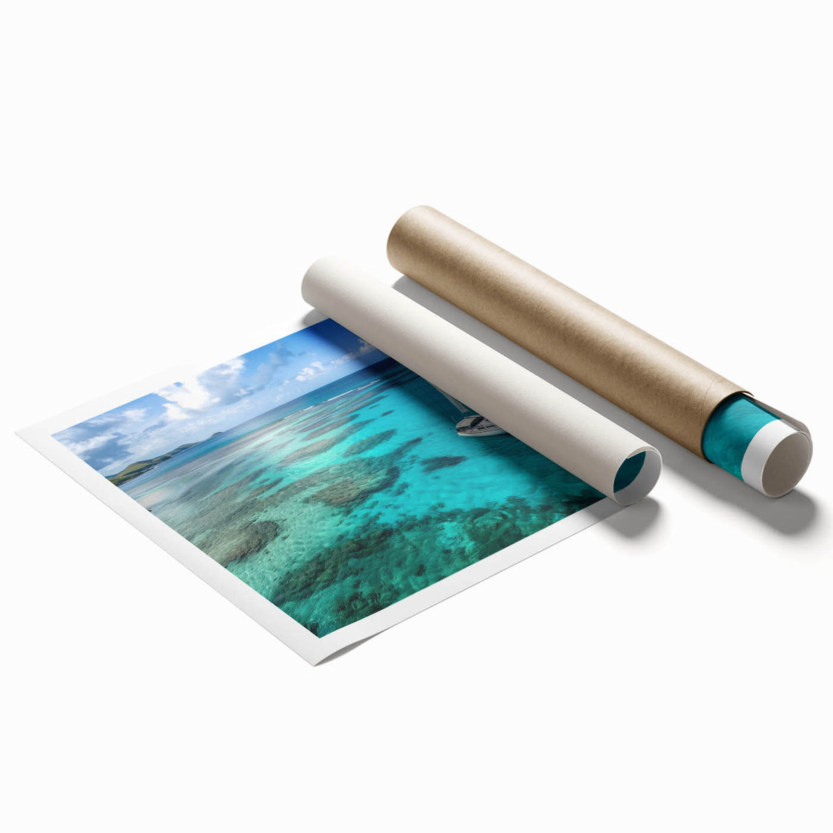 A large canvas print featuring a detailed sailboat on serene blue waters, suitable for classy bathroom wall art.