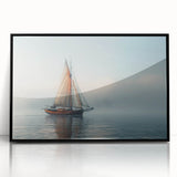 Large abstract wall art depicting a sailboat.