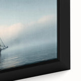Extra large black wall art featuring a colorful, textured depiction of sailboats on framed canvas.