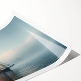 Extra large rolled print featuring a line art sailboat design in black on a white background.