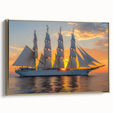 Framed canvas featuring a vintage sailboat illustration in colorful hues, ideal for enhancing a nautical-themed room decor.