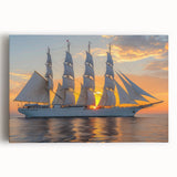 Black and white photograph of a sailboat on calm waters, printed on large stretched canvas, ideal for kitchen wall art.