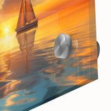 Large abstract sailboat art in muted blue and white tones, acrylic print, ideal for dining room art.